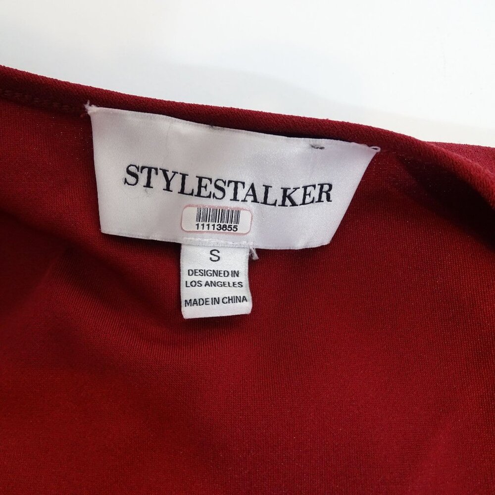 Stylestalker Women Burgundy Red Ruffle Wrap Dress Size S Short Sleeve Party - Picture 5 of 12
